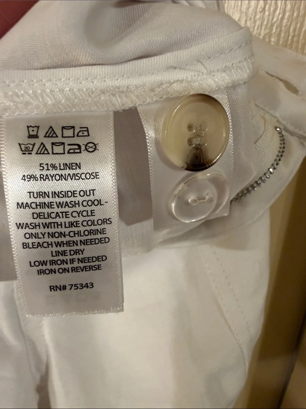 H by Halston White Linen-Blend Straight Pants